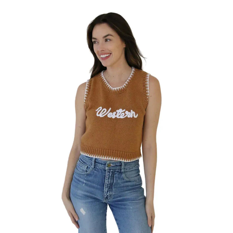 Women's Western Knit Sweater Vest TH4215
