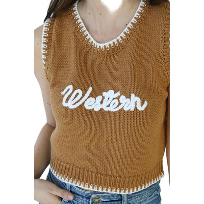 Women's Western Knit Sweater Vest TH4215