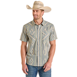 Men's Rock & Roll Short Sleeve Snap Shirt PMN3S06581 - Crazy House Western Wear