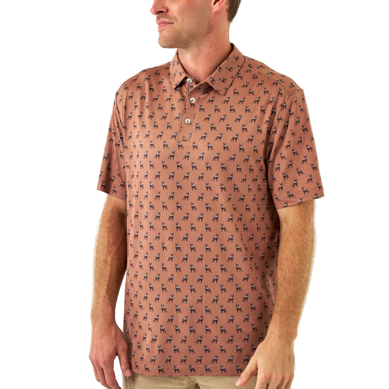 Men's Burlebo Performance Polo Whitetail Deer Brown PP-WTD-B