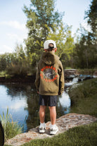 Burlebo Boy's Hunter Green Duck Down Fleece Hoodie Y-FH-DUCKD-HNTG