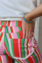 Poppy and Pine Women's Candy Striped Denim Pants 