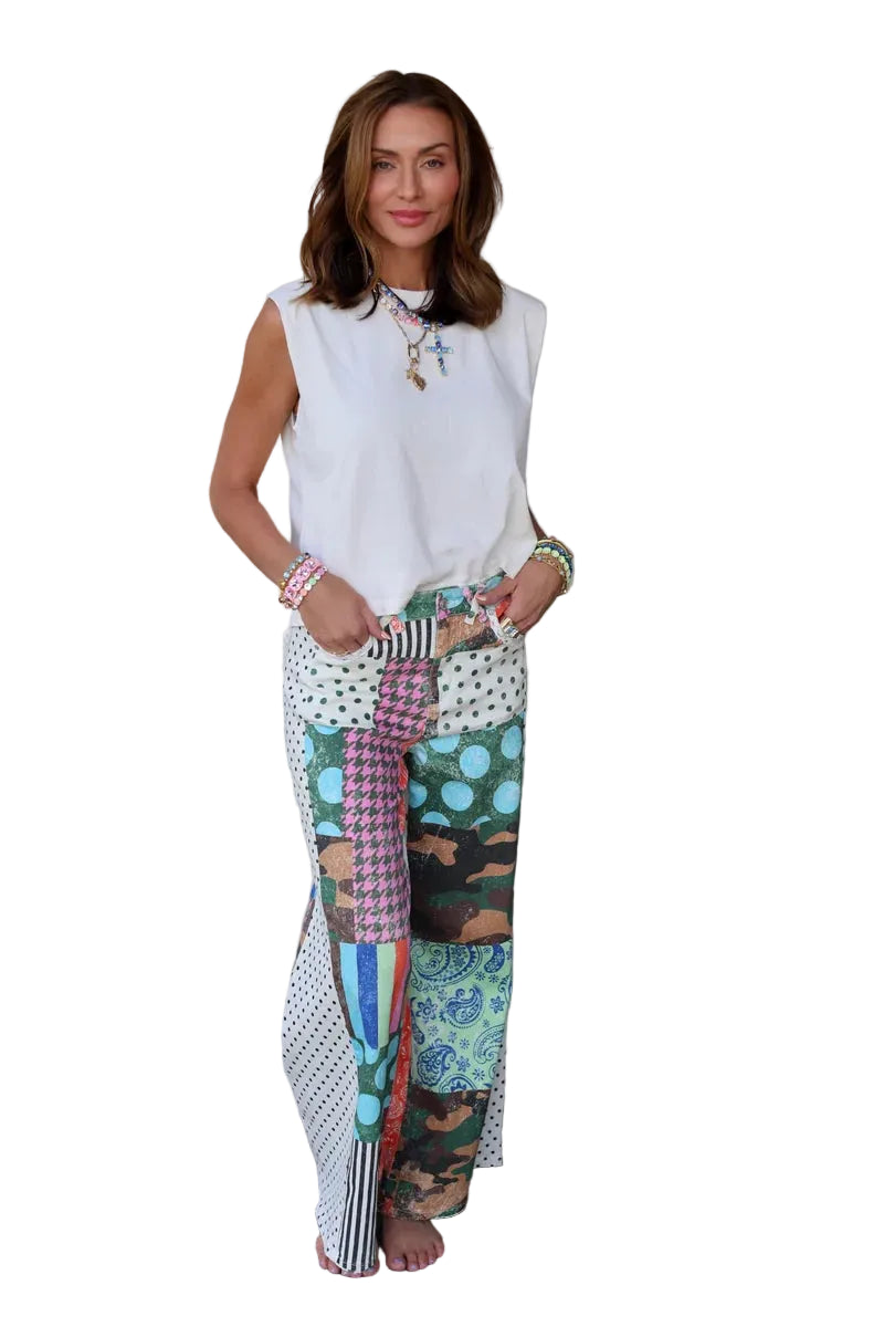 Poppy and Pine Women's Camo Patchwork Denim 