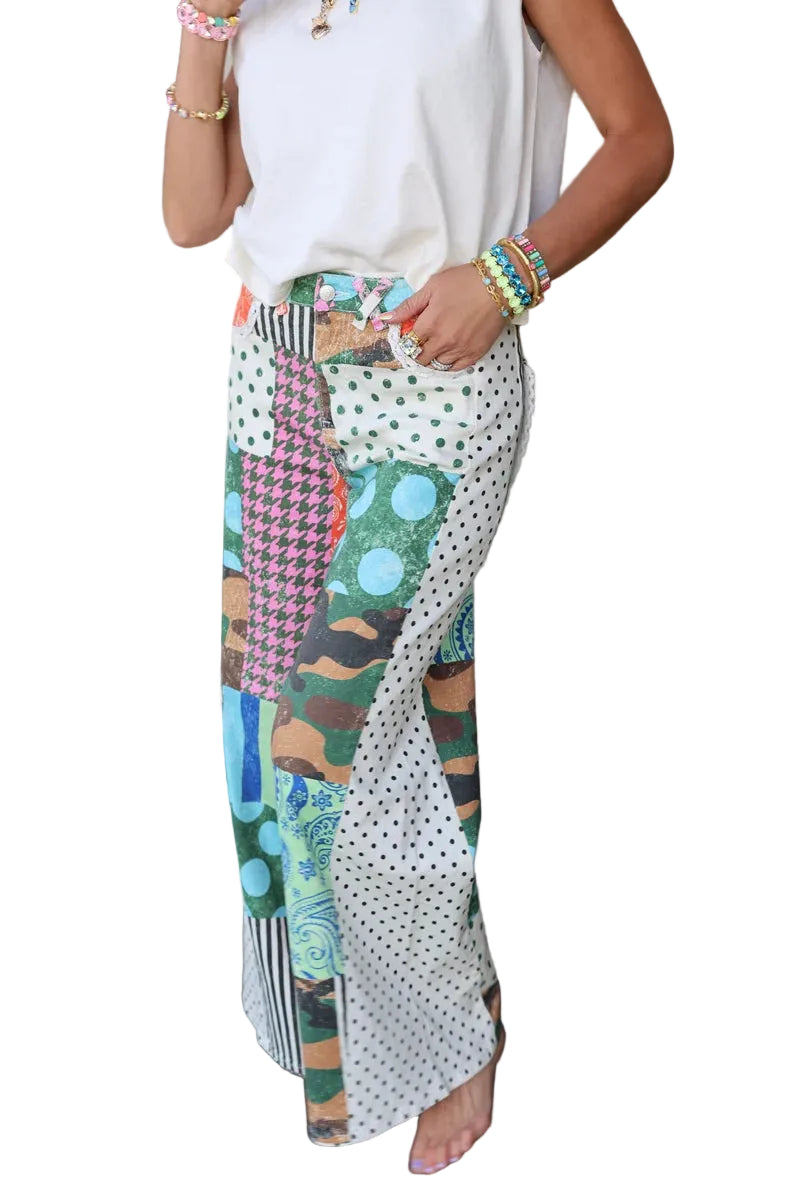Poppy and Pine Women's Camo Patchwork Denim 