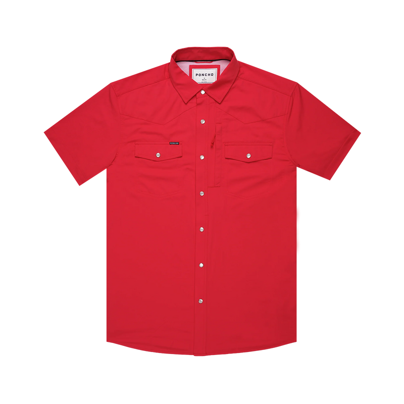 Poncho Men's Red "The Play Action" Pearl Snap Shirt 