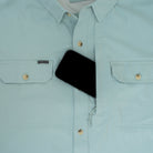 Poncho Men's Short Sleeve The Antilles Washed Teal Button Up Shirt 