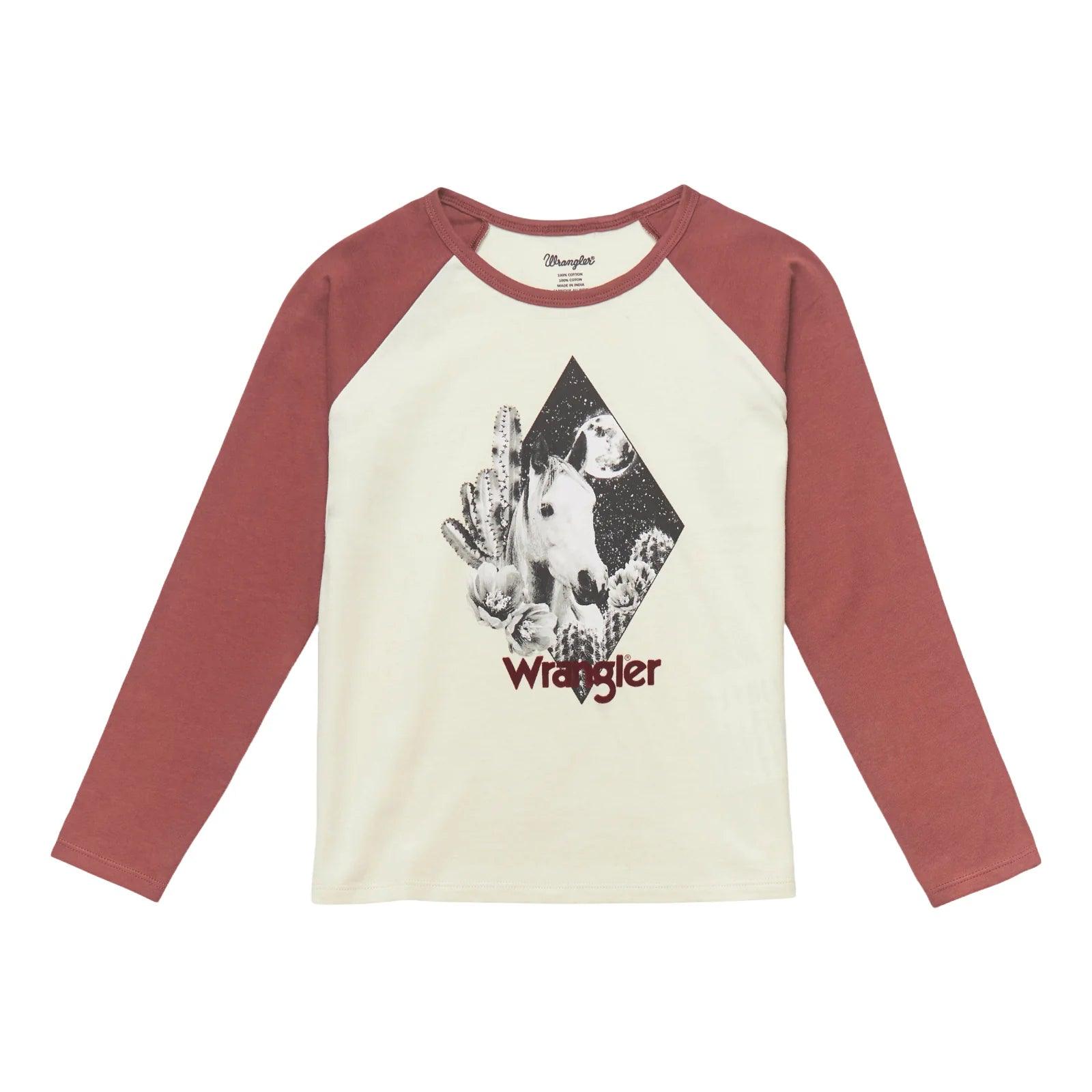 Wrangler White Horse Graphic Baseball T-Shirt - Crazy House Western Wear