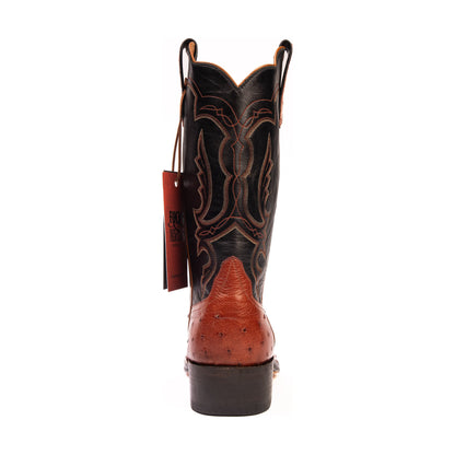 Rios Almond Americano Full Quill Ostrich with 13" Black Calf Tops R9022 - Crazy House Western Wear