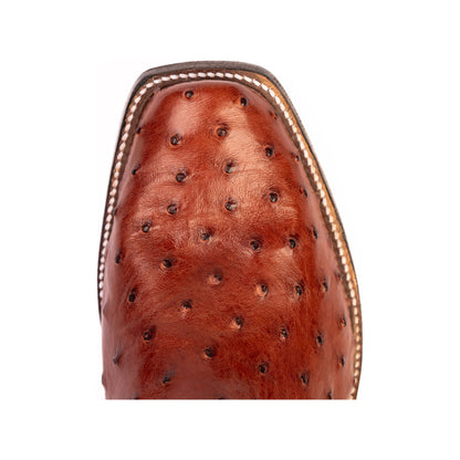 Rios Almond Americano Full Quill Ostrich with 13" Black Calf Tops R9022 - Crazy House Western Wear