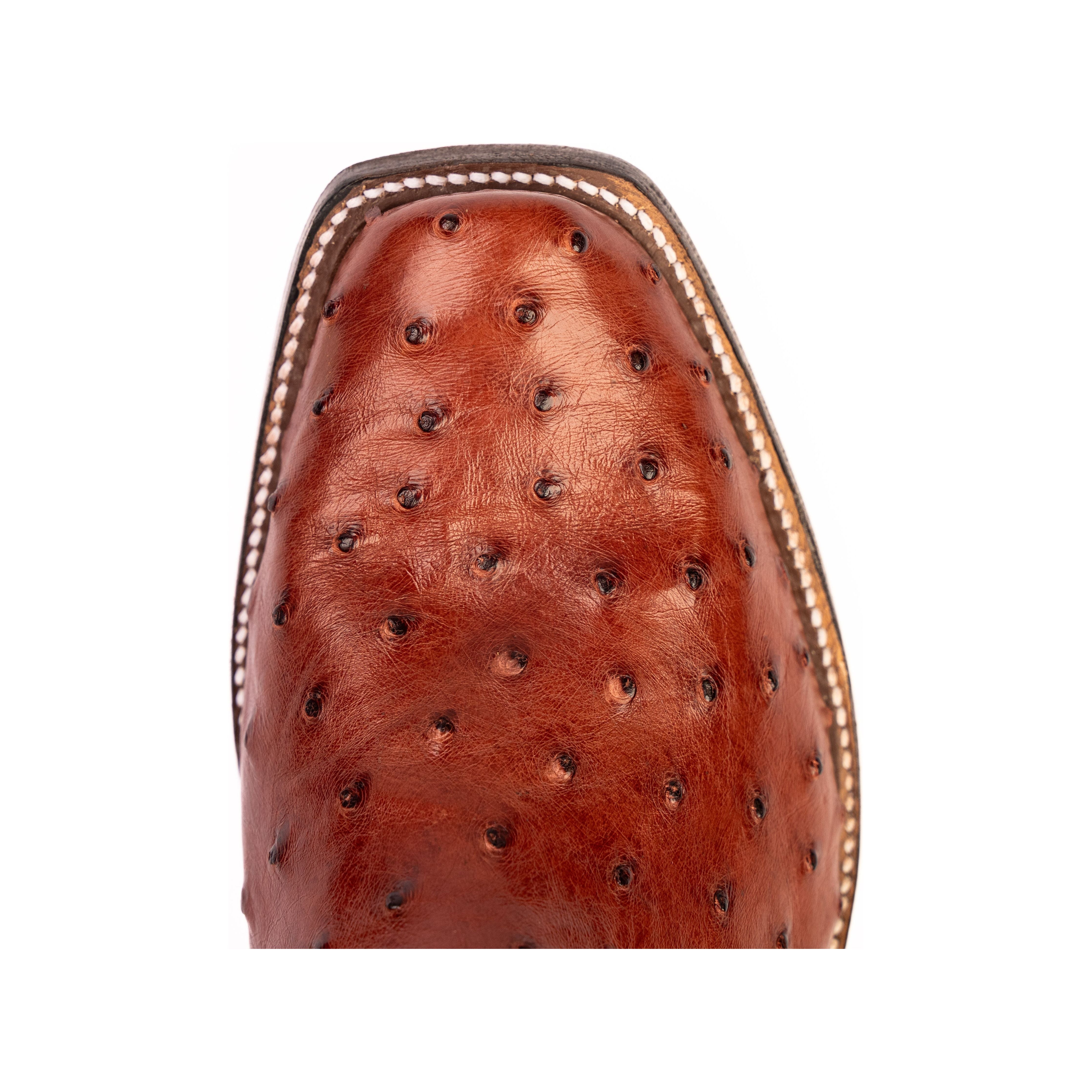 Rios Almond Americano Full Quill Ostrich with 13" Black Calf Tops R9022 - Crazy House Western Wear