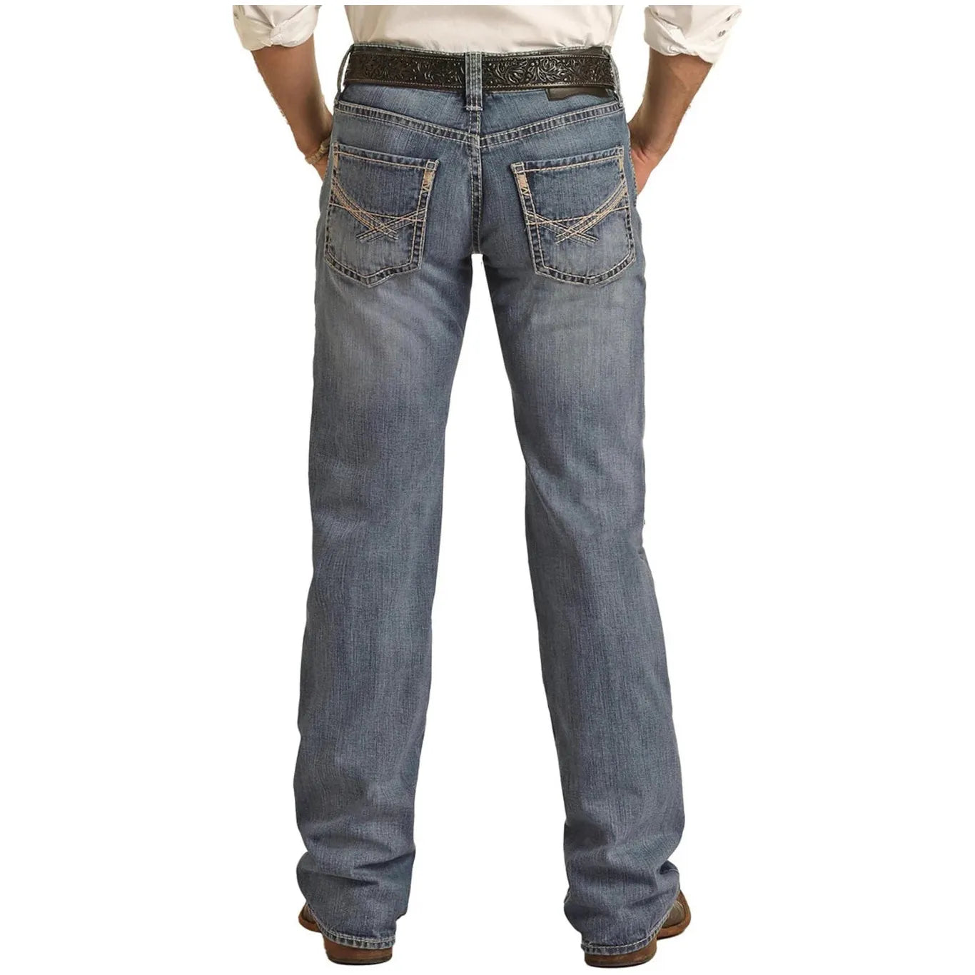 Men's Rock and Roll Denim Pistol Regular Fit Straight Bootcut Jean BM1PD03707