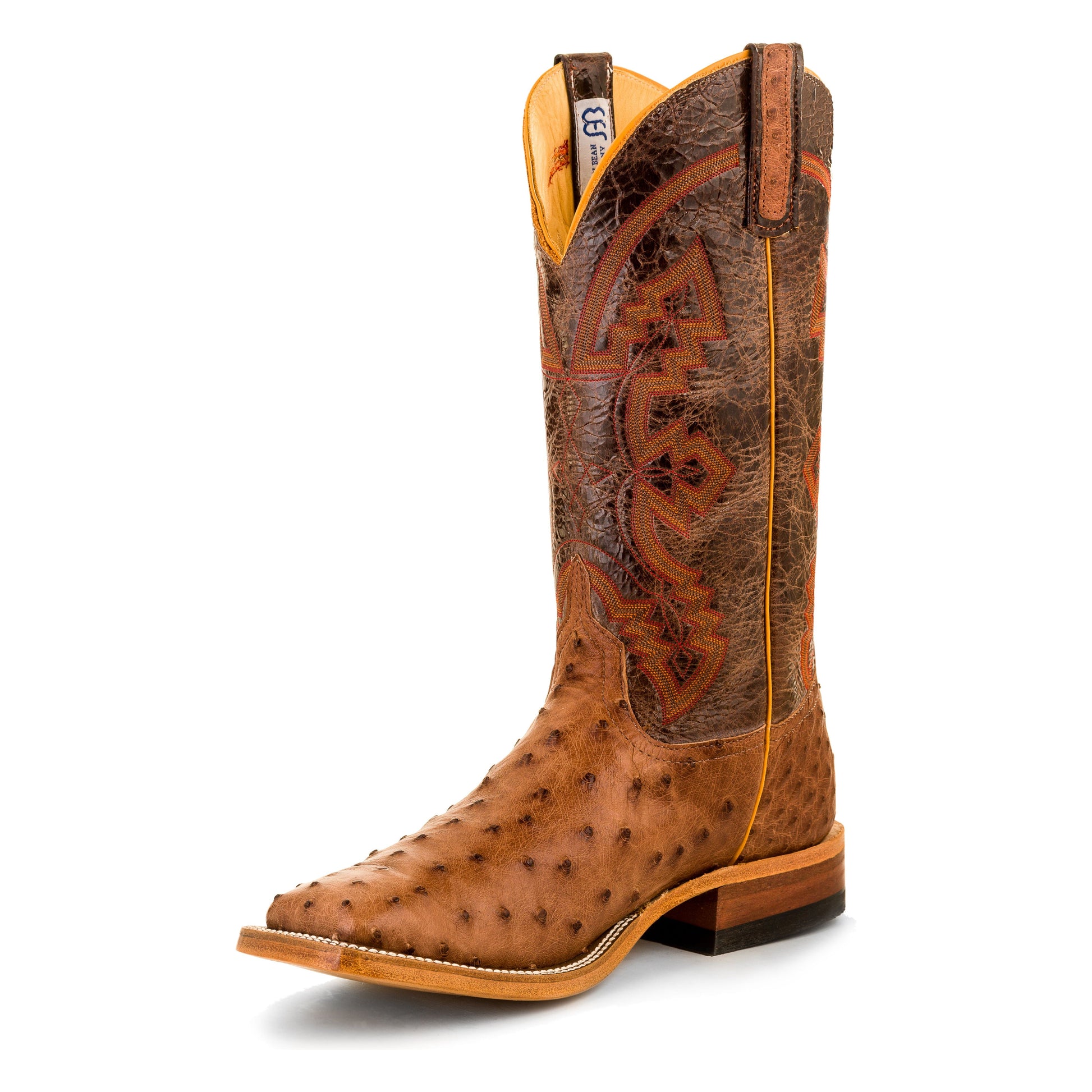 Anderson Bean Rust Brown Full Quill Ostrich with Chocolate Volcano Top - Crazy House Western Wear