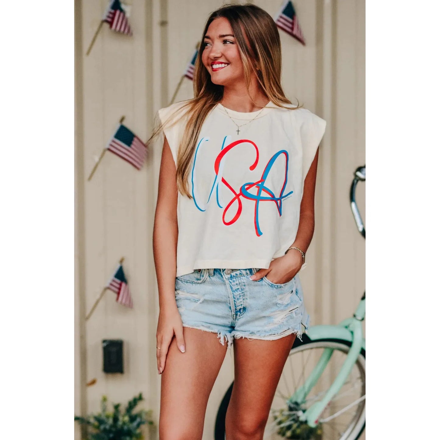 Women's USA Muscle Tee - Crazy House Western Wear