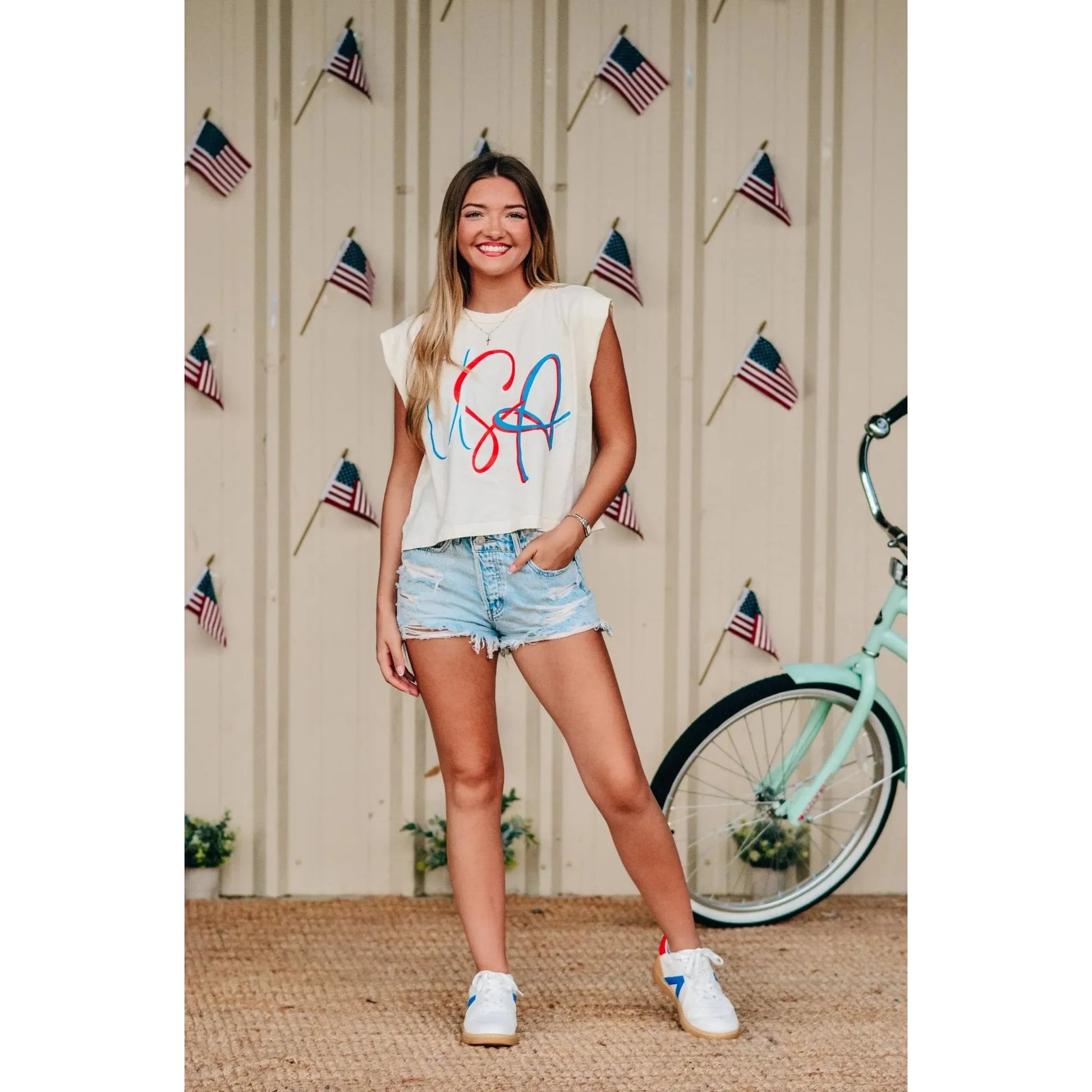 Women's USA Muscle Tee - Crazy House Western Wear