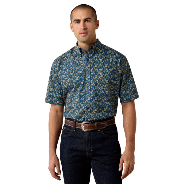 Men's Ariat Key Largo Paisley Print Sheppard Classic Fit Short Sleeve Shirt 10073593