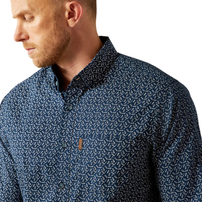 Men's Ariat Marin Modern Fit Navy Shirt 10054854 - Crazy House Western Wear