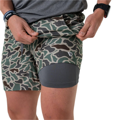 Men's Burlebo Athletic Short - Retro Duck Camo - Grey Liner AS-RDC - Crazy House Western Wear