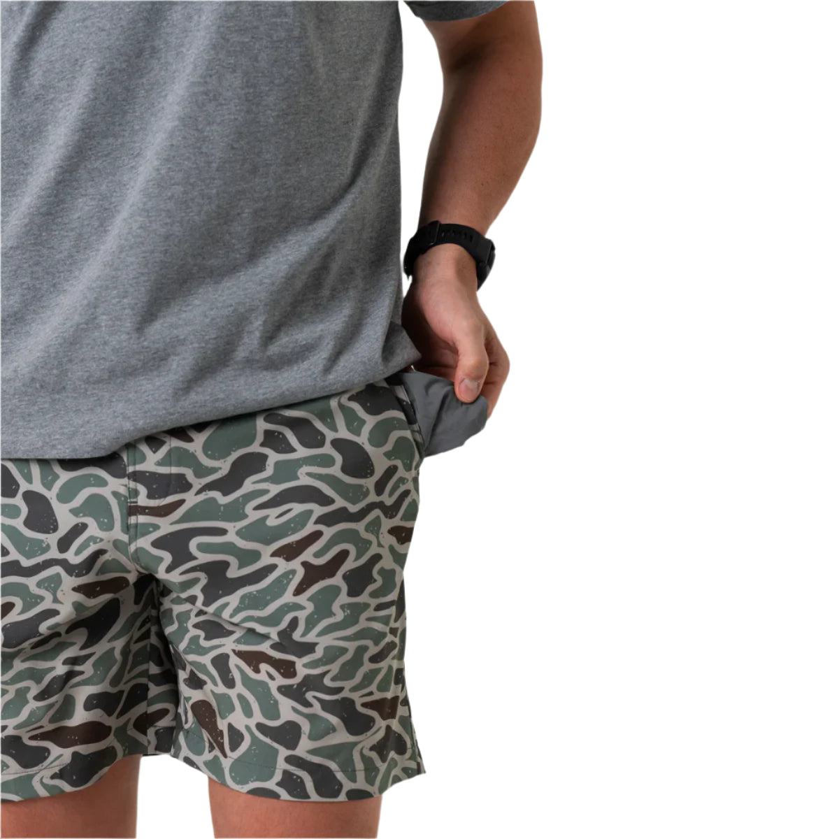 Men's Burlebo Everyday Short - Retro Duck Camo - Grey Pocket ES-RDC