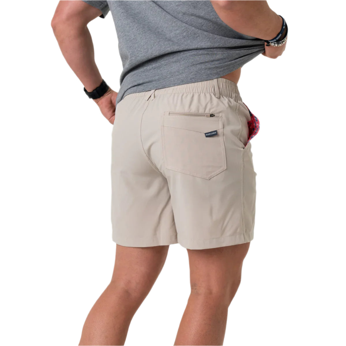 Men's Burlebo Everyday Short - Light Khaki - American Flag Pocket ES-LK-AF