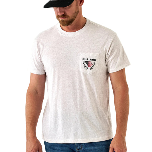 Men's Burlebo Short Sleeve Tee "Elks Horn Logo" Oatmeal SST-EHL-OAT