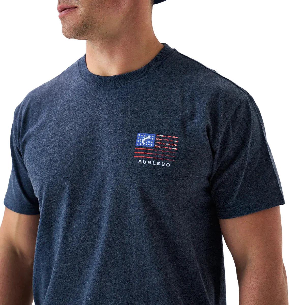 Men's Burlebo Heather Navy Fishing USA Short Sleeve T-shirt SST-FUSA-NVY
