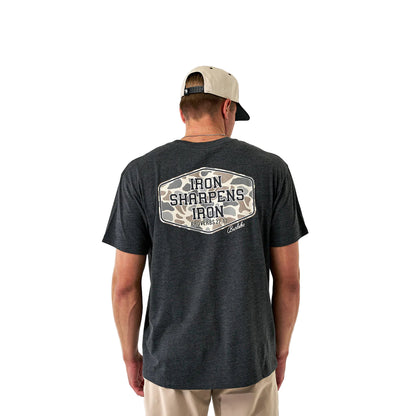 Men's Burlebo Short Sleeve Tee "Iron Sharpens Iron" Heather Black SST-ISI-HB