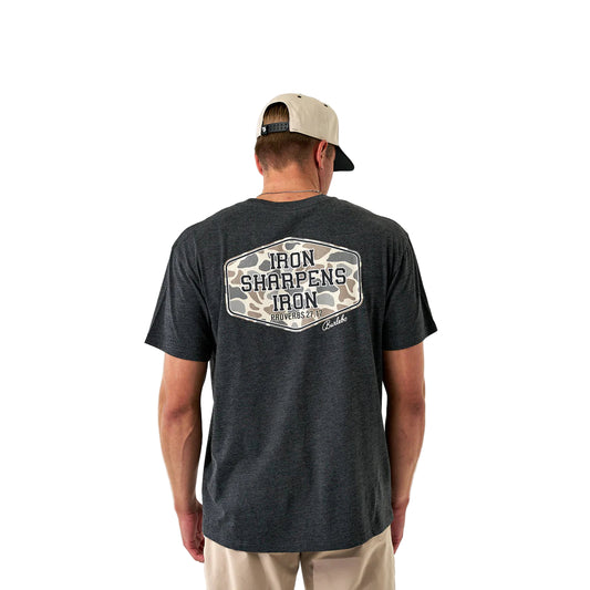 Men's Burlebo Short Sleeve Tee "Iron Sharpens Iron" Heather Black SST-ISI-HB