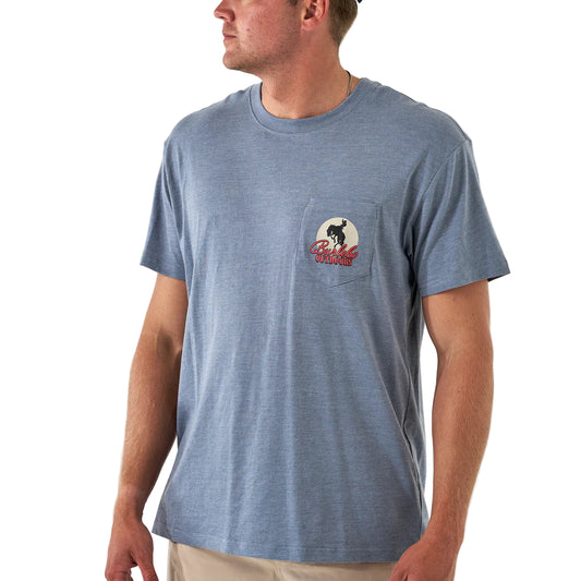 Men's Burlebo Short Sleeve "Moonlight Cowboy" Heather Blue Jean SST-MLCB-HBJ