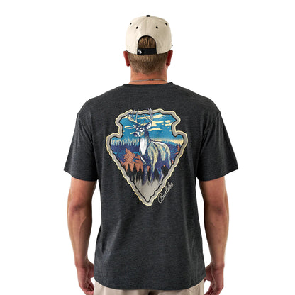 Men's Burlebo Short Sleeve Tee "Whitetail Season" Heather Black SST-WTSZN-HB