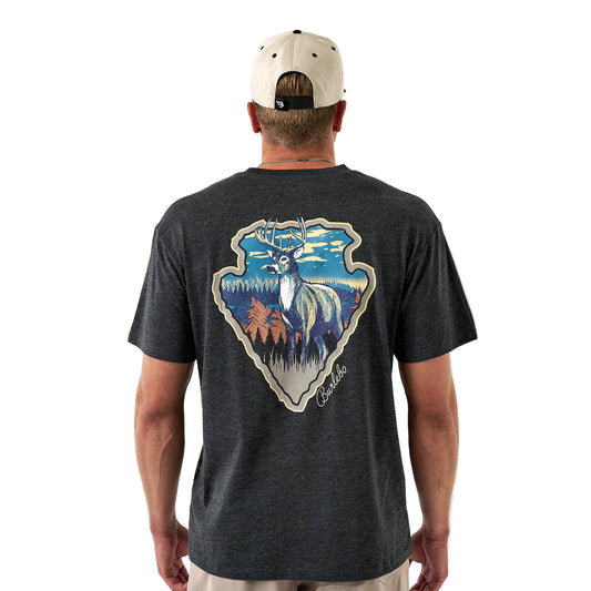 Men's Burlebo Short Sleeve Tee "Whitetail Season" Heather Black SST-WTSZN-HB