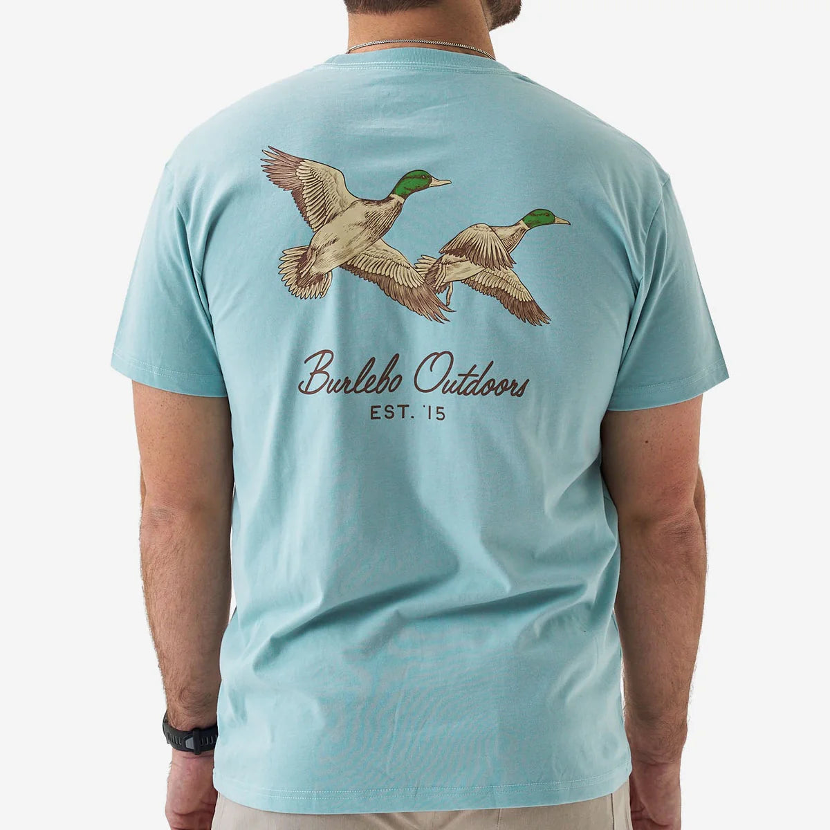 Men's Burlebo Sky Blue Flying Mallards Short Sleeve T-shirt SST-FM-SB