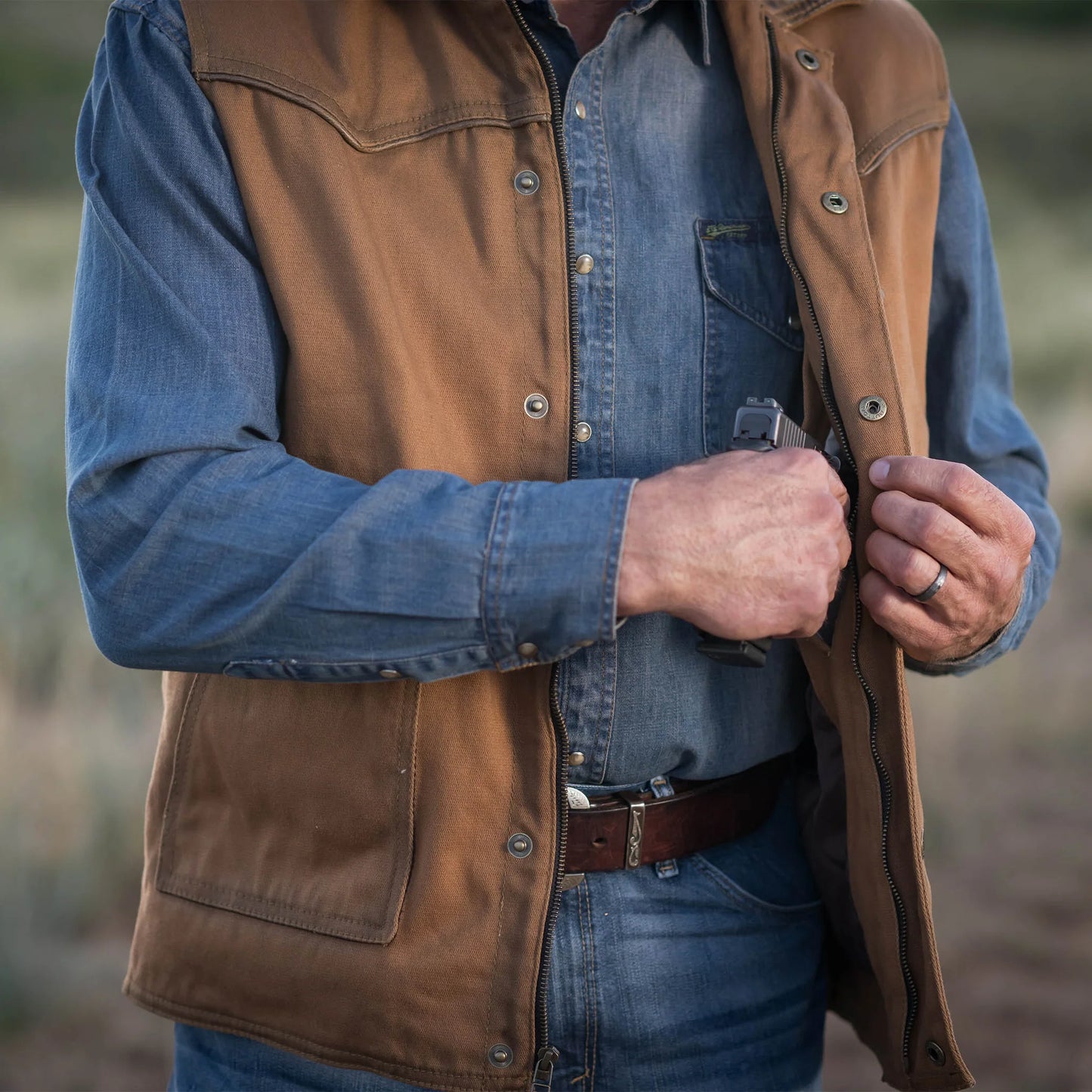 Men's STS Ranchwear "Owen" Vest Brown STS3041
