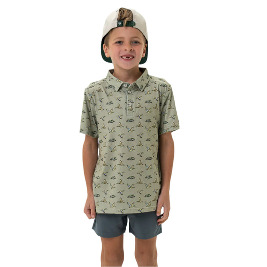 Boy's Burlebo Polo - Flying Ducks Green Y-PP-FD-GRN