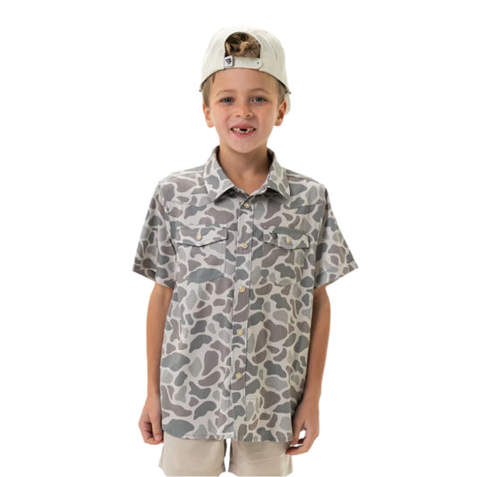 Boy's Burlebo Performance Western Shirt - Classic Deer Camo Y-PWS-CDC
