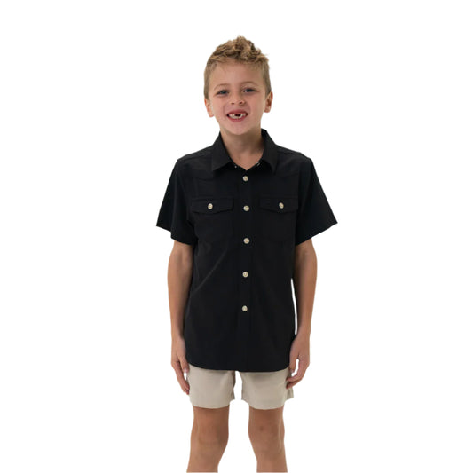 Boy's Burlebo Performance Western Shirt - Black Y-PWS-BLK