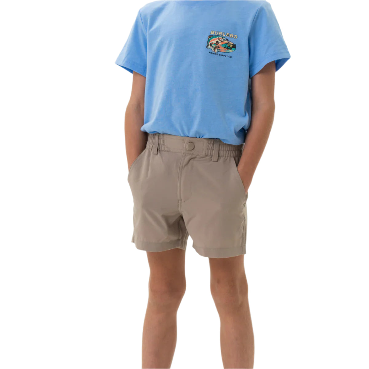 Boy's Burlebo Everyday Short - Cobblestone Khaki - Duck Hunt Pocket Y-ES-CK-DKH