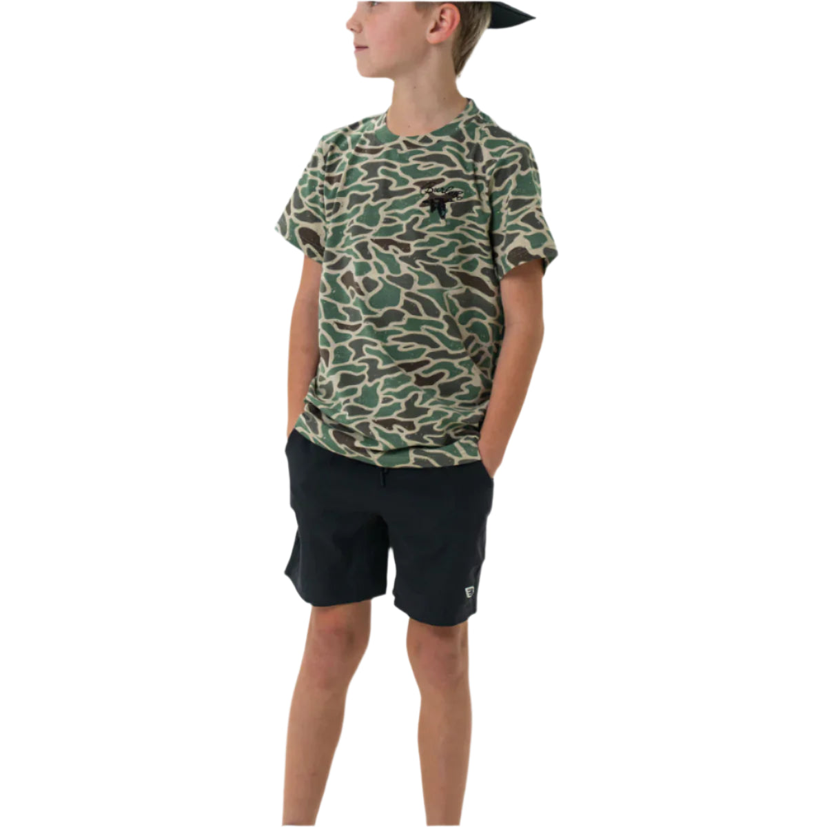 Boy's Burlebo Athletic Short - Heather Black - Retro Duck Camo Y-AS-HB-RDC