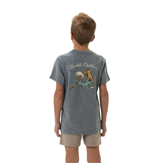 Boy's Burlebo Cowboy Up - Dark Heather Grey Shirt Y-CU-SS-DHG