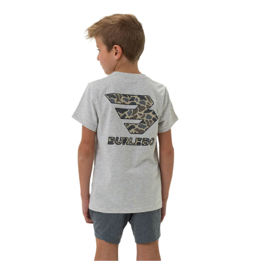 Boy's Burlebo Flying B Logo - Heather Ash Grey Shirt Y-FBCDC-SS-AG