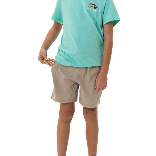 Boy's Burlebo Athletic Short - Heather Khaki - Venado Camo Liner Y-AS-K-VENC