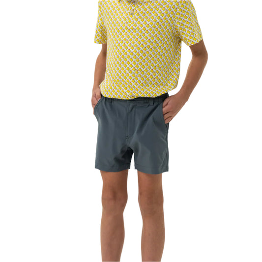 Boy's Burlebo Everyday Short - River Rock Grey - Classic Deer Camo Pocket Y-ES-RRG-CDC
