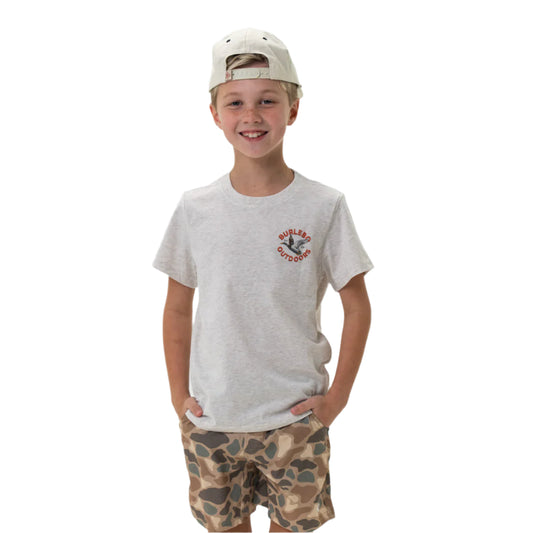 Boy's Burlebo Old School Duck Hunt - Heather Oatmeal Shirt Y-OSDK-SS-OAT