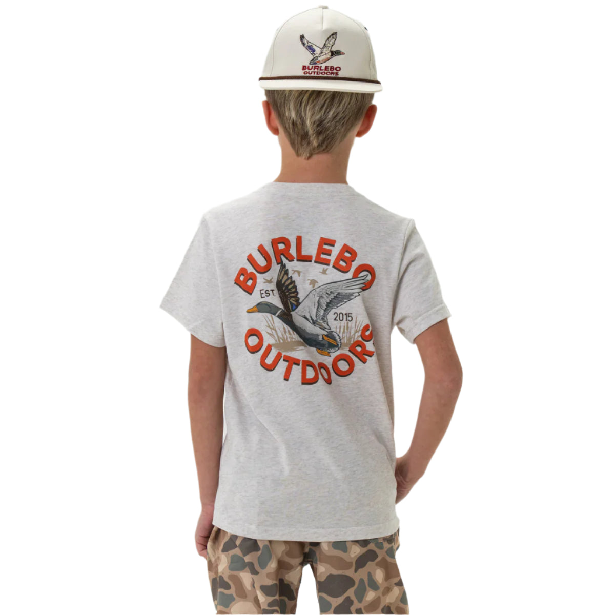 Boy's Burlebo Old School Duck Hunt - Heather Oatmeal Shirt Y-OSDK-SS-OAT