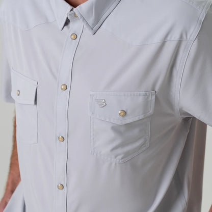 Men's Burlebo Performance Western Shirt - Light Grey PWS-LG - Crazy House Western Wear