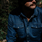 Men's Poncho The Sanderson Dark Wash Long Sleeve Snap Shirt 