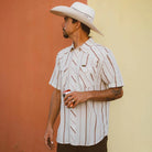 Men's Seager Sawtoof Short Sleeve Azteca Tile Shirt MSSP26SAWTWHT