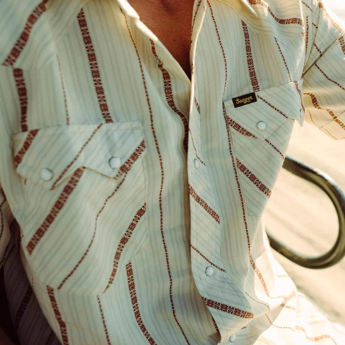 Men's Seager Sawtoof Short Sleeve Azteca Tile Shirt MSSP26SAWTWHT