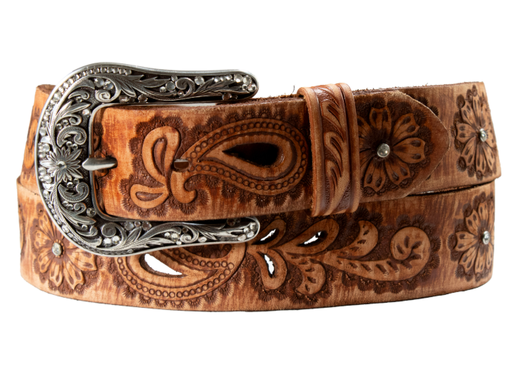 
Angel Ranch Women's Light Brown Tooled Belt 
