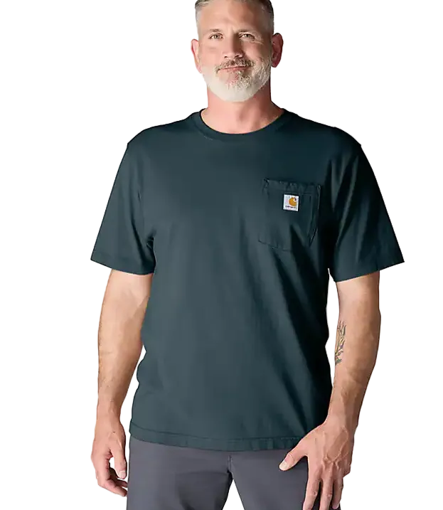 Carhartt Men's Dark Harbor Teal Iconic Pocket T-shirt K87-HV0