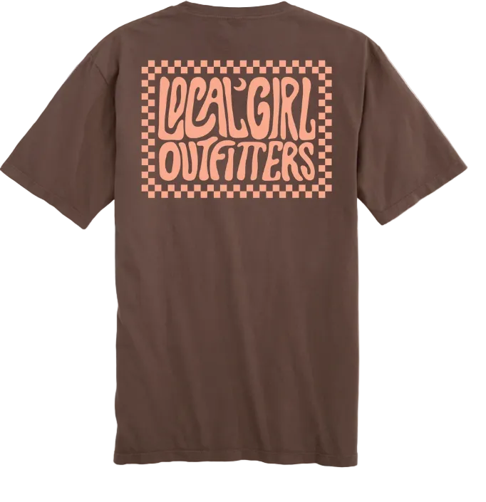 Local Girl's Espresso Checkered Charm T-shirt L5000018-ESO